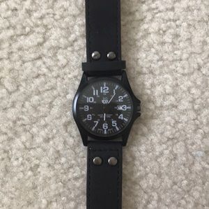 ⌚️NEW⌚️Mens Calendar Leather Strap Quartz Watch